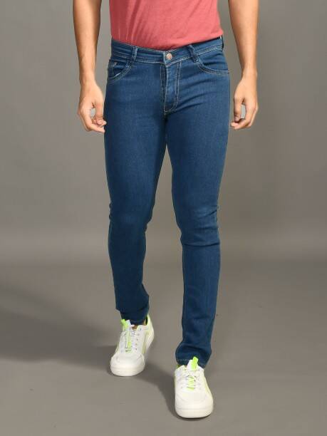 Men Slim Mid Rise Dark Green Jeans