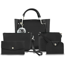 Fargo PU Leather Latest Handbags For Women's Ladies Combo Of 5 Shoulder Bag For Girls (Black)