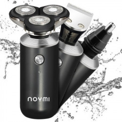 NOYMI 3D Rechargeable 100% Waterproof IPX7 Electric Shaver Wet & Dry Rotary Shavers for Men Electric Shaving Razors Trimmer, BLACK  Shaver For Men(Black)
