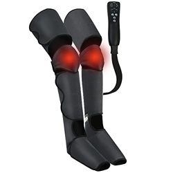 beatXP AirStream Pro Air Compression Full Leg Massager with Handheld Remote| Calf, Foot, Thigh Blood Circulation with Heat Therapy for Swelling and Edema Pain Relief, Corded Electric, Black