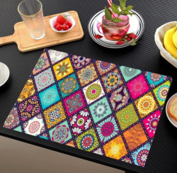 Rectangular Pack of 1 Table Placemat(Multicolor, PVC)