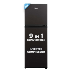 Midea 233 L 3 Star Frost Free 9 IN 1 Convertible|10 Years Compressor Warranty|1 Year Product Warranty |Real Inverter|Double Door Refrigerator (MDRT359FGI28, Jazz Black, 2023 Model)