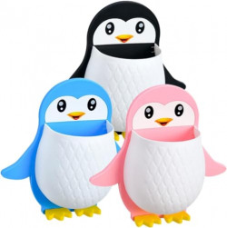 E-COSMOS Toothbrush Holder Self Adhesive Penguin Toothbrush Holder for Toothpaste, Comb, Brush, Cream, Lotion, Toilet Brush,Bathroom Display Stand Waterproof No Punching (20X19.5 X5.7CM)
