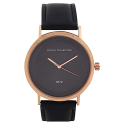 French Connection Leather Spring-Summer 2023 Analog Blue Dial Men's Watch-Fcn00043A, Band_Black