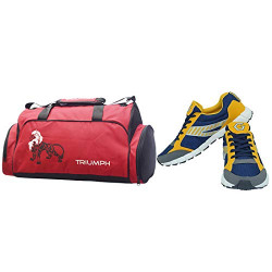 Gowin Nx-2 Yellow/Blue Size-7 with Triumph Gym Bag Track-2 Kb-4000 Red/Black