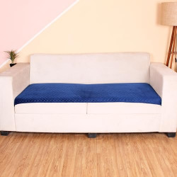 Amazon Brand  Umi 2 Seater Quilted Velvet Sofa Cover Protector (Blue)