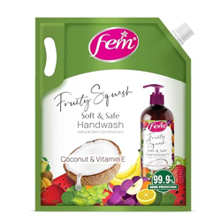 DABUR Fem Fruity Squash Soft & Safe Handwash - 1500Ml|Enriched With Goodness Of Coconut Milk & Vitamin E|Long Lasting Fragrance