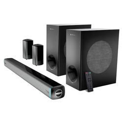 ZEBRONICS Juke bar 9550 pro 5.2 Soundbar (625 Watts), Dolby Audio, Dual Wireless Subwoofer & Satellite, BT v5.3, HDMI ARC, Optical, Powerful Bass, RGB LED Lights, Wall Mountable, Silver