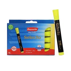Reynolds SELECTO Highlighter | Set Of 10 | Chisel Tip Fine Grip Highlighter