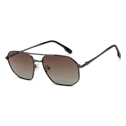John Jacobs | Gunmetal - Brown | Full Rim Rectangular Stylish & Premium Polarized Sunglasses | Polarized and 100% UV Protected | Men & Women | Extra Wide | JJ S15861