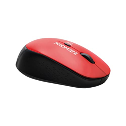 Promate 2.4G Wireless Mouse, Professional Precision Tracking Comfort Grip Mouse with USB Nano Receiver, 10m Range, 800/1200/1600 DPI Switch and 4 Functional Buttons for Mac OS, Windows, Tracker Red