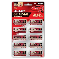 Eveready Ultima Alkaline AA Battery| Pack of 10 | 1.5 Volt | 400% Long Lasting |Highly Durable & Leak Proof | Alkaline AA Battery for Household and Office Devices