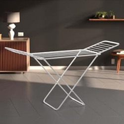amazon basics Plastic Premium Cloth Drying Stand - 3 Way Folding, 42 Feet Drying Length, 20 Drying Rails (White)