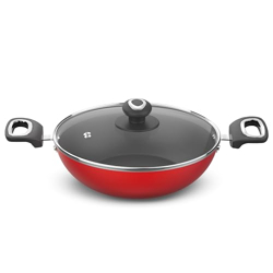 Preethi Dura Collection Non Stick Kadai, 26 cm, with Glass Lid