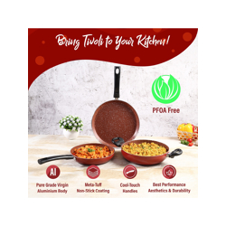 Wonderchef Tivoli 3 Pieces Red Cookware Set