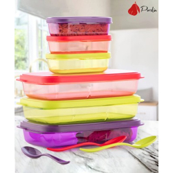 Porslin New Mini Insulated Tiffin with 2 , 280 ml Each, Cyan 6 Containers Lunch Box(1200 ml)