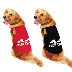 Western Era Pack of 2, Soft Cotton Dog T-Shirt (Set of 2), Comfortable Dog Clothing, Sleeveless Vest Puppy Outfit, Apparel (Black + Red) (XXSmall - 10Inch)