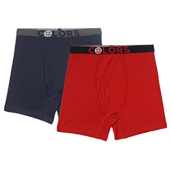 Rupa Frontline Colors Kid's Front Open Long Trunks 113 | Soft-Touch Cotton Stretch | Snug Fit | Breathable Fabric | Pack of 2 Red