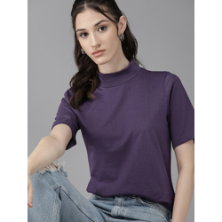 The Roadster Lifestyle Co. Solid High Neck T-shirt