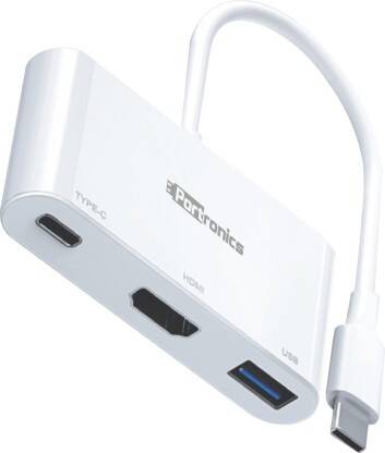 Portronics C-Konnect POR-1041 C-Konnect USB-C Multiport Adapter HDMI Connector (White)