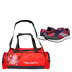Gowin Nx-2 Red/Blue Size-10 with Triumph Gym Bag Track-1 Kb-3000 Red/Black