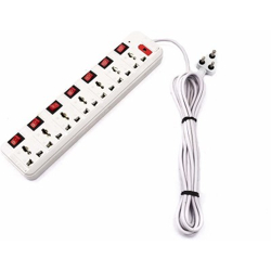 Skeisy Extension Board, 7+7 Multi Plug Points Universal Sockets Strip, LED Indicator & Master Switch, 3.6 Meters Cord - 6 AMP, Black 7  Socket Extension Boards(White, 3.6 m)