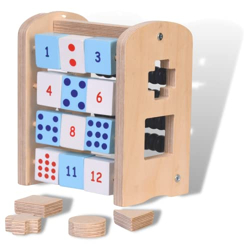 The Funny Mind 4 in1 Activities Natural Birchwood Wooden Toy for Kids Educational Counting and Math Learning Develop Hand-Eye Coordination and Fine Motor Skills Montessori Toys for Preschool Children
