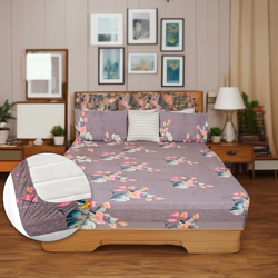 Status Contract 2024 Cotton Rich Double Fitted Bedsheet with 2 Pillow Covers for Bed Room, Home, Hotel-120 GSM (3801)