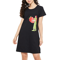 Clovia Women's Cotton Knee Length Casual Nightgown
