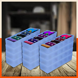 Bathla DORI (Set of 12) Multi-purpose Stackable Drawer Storage Organiser | Organise Socks, Innerwear, Tie, Handkerchief, Jewellery, Stationary, Belt etc.| Ocean | 5 Grids  Stomo