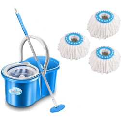 Shivonic Amazing Smart Easy To Clean Floor Magic Bucket 2 Absorbers, Wet and Dry Mop Set(Blue)