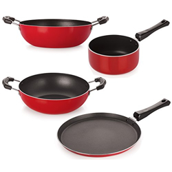 Nirlon Non-Stick Aluminium Heat Resistance Kitchenware Combo Essential Set with Bakelite Handle for Superior Grip