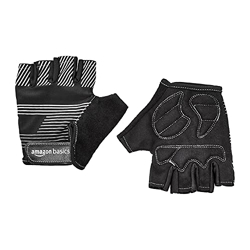 AmazonBasics Glove with Reflective Band for Cycling, Riding and Gym, Half Finger, Set of 2, M