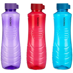 Amazon Brand - Solimo 1 Lt Water Bottle | Multicolor | Set of 3 (Peacock)