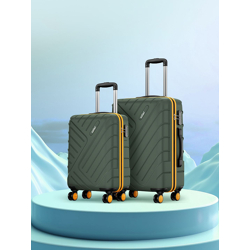 Safari Accent Set Of 2 Polycarbonate 8 wheel Hard Cabin & Medium Trolley Suitcase