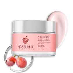 Hazelnut Essentials Red Wine Moisturizer | Glow & Hydration | Hyaluronic Acid & Alpha Arbutin| All Skin types | Feather Light Gel, Non-oily, Non-sticky| For Men & Women | Dermatologically tested| 50 g
