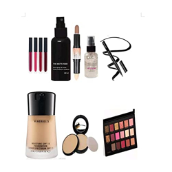 LOVE BITE Makeup Combo Kit EYE SHADOW, 2 IN 1 COMPACT & CONCEALER, RED EDITION LIPISTIC, PRIMER, FOUNDATION, SKETCH EYELINER, CONTOUR STICK WITH MAKEUP FIXER SET Of 8