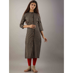 kurtas kalini/kalini-women-black-ethnic-motifs-striped-thread-work-kurta