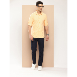 encore by INVICTUS Roll-Up Sleeves Self Design Vertical Striped Casual Shirt
