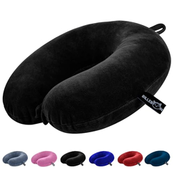 Billebon Premium Neck Pillow Eye Mask Combo Airplane Travel Pillow with Comfortable Velvet Sleeping Eyemask Head Rest Pillow