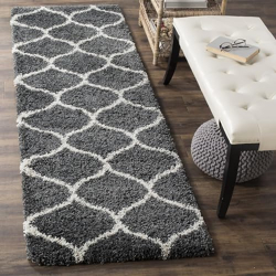 shetherug Polyester Anti Slip Shaggy FluffyFur Rugs and Carpet for edroom, Hall,Kids Room, gest Room etc. (Grey N Ivory, 16x24 Inch)