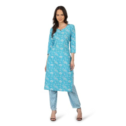 LABEL PREESHA Women's Floral Print Traditional Cotton Straight Kurti || Csual Kurta || Office wear