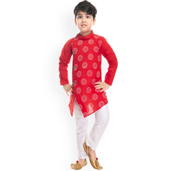 BAESD Boys Ethnic Motifs Printed Regular Pure Cotton Kurta With Trousers