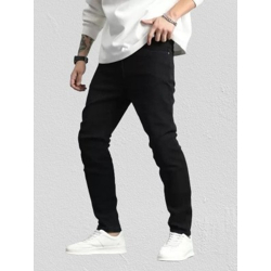 itup Men Straight Fit Mid Rise Black Jeans