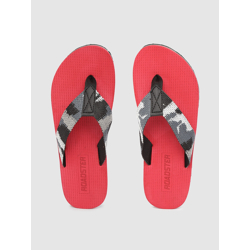 Roadster Men Black & Charcoal Grey Woven Design Thong Flip-Flops