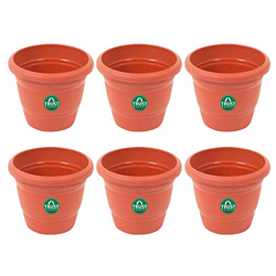 TrustBasket UV Treated Plastic Round Pot(6 Inches)-Set of 6 | Heavy Duty Highly Durable Plant Container Gamla for Indoor Home Decor & Outdoor Balcony Garden
