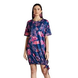 RIVER by Narendra Kumar Premium Designer Women's Floral Print T-Shirt Dress