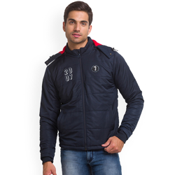Being Human Men Navy Blue Sporty Jacket with Patchwork