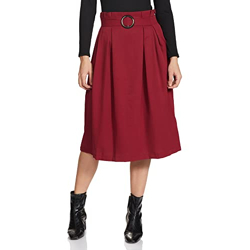 Marie Claire Georgette Western Skirt (MC2184_Maroon_X-Small)
