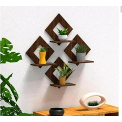 UnnatiTimes Square wall hanging Wall Shelf (Number of Shelves - 4)(Brown)